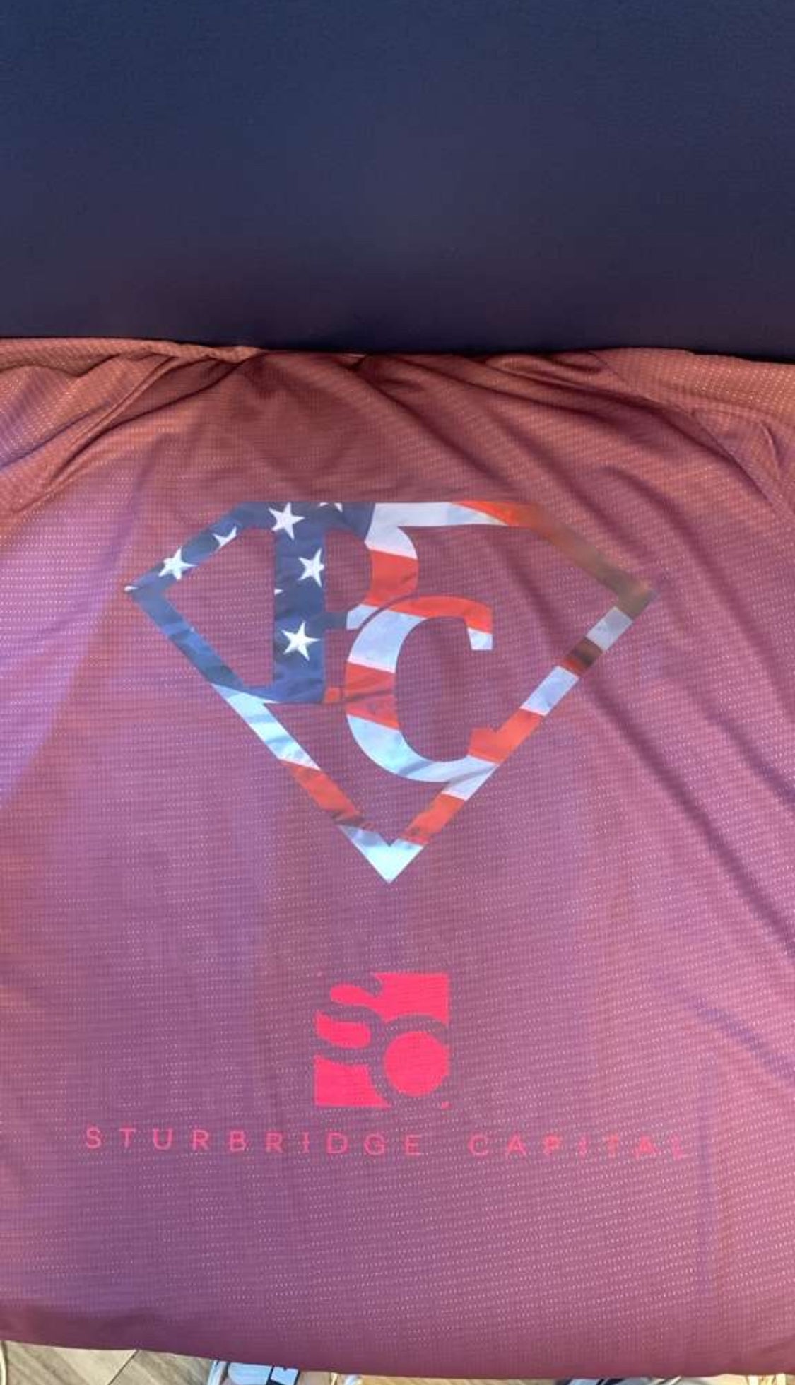 Paul Coll Superman limited edition squash shirt –  XTPro performance fabric in red close up