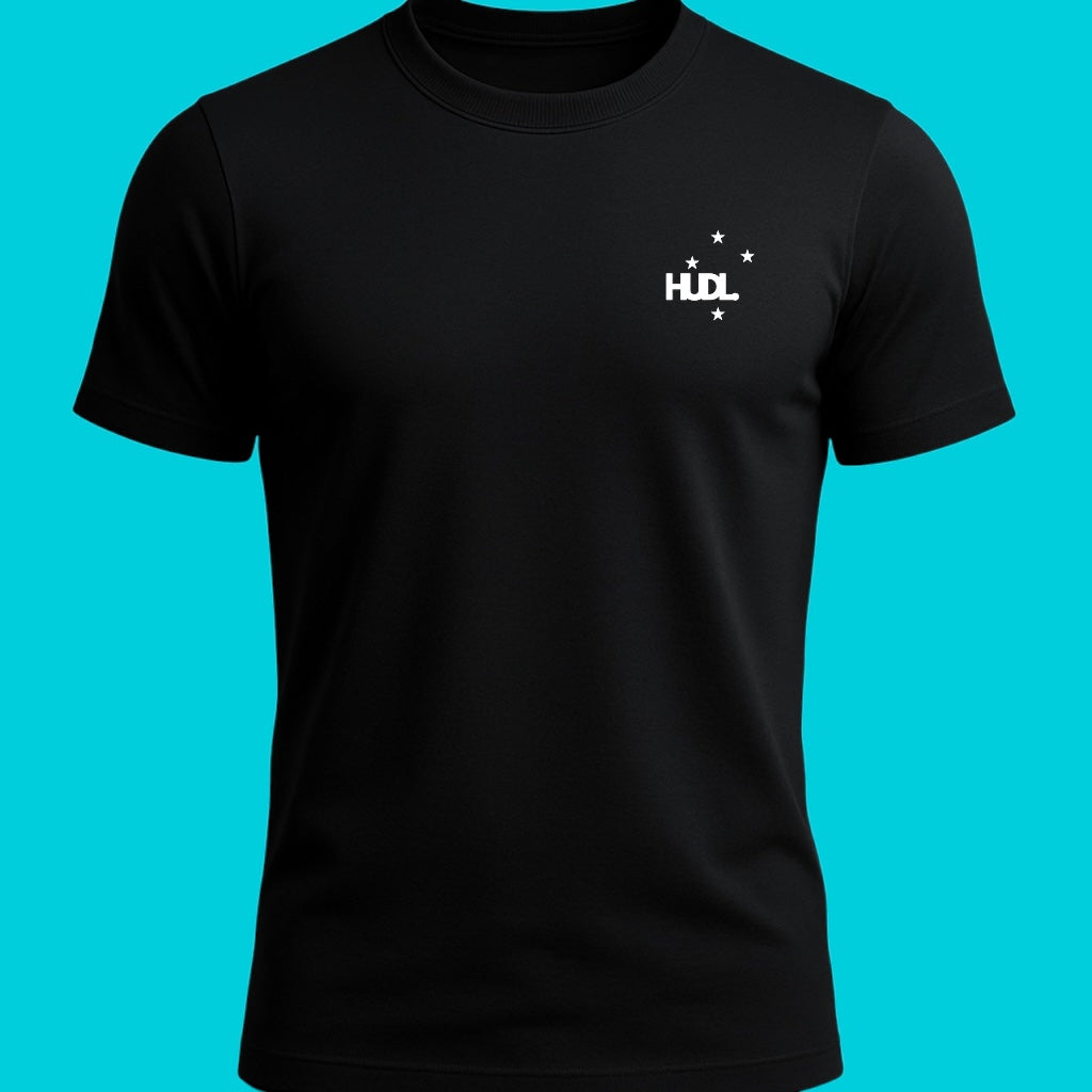 Close up of HUDL SuperNatural squash tee – Cotton-Tencel-Nylon blend, soft performance feel on and off court in black 